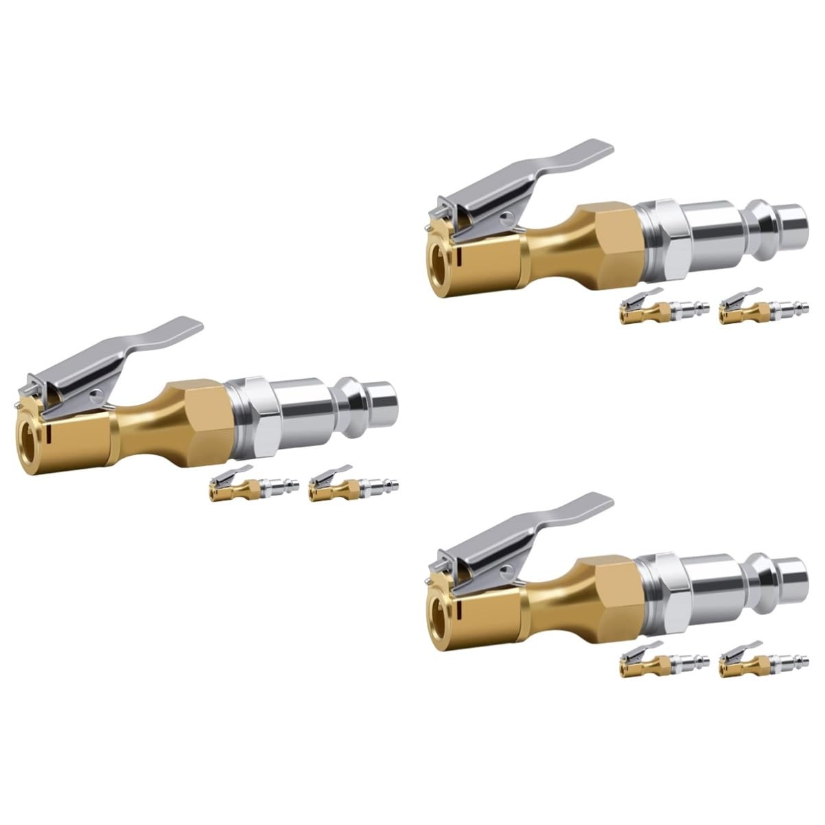 Mikinona 3sets Closed Air Chuck Metal Tire Chuck for Inflator Air Pump Accessory 3pcs*3