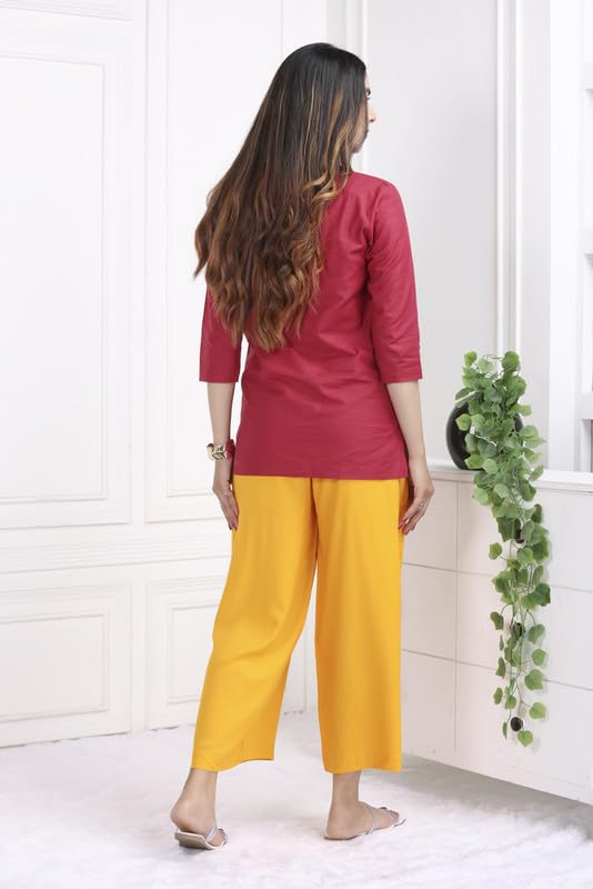 Image of Mlada Rayon Palazzo Pants for Women | Palazzo Pant for Women | Palazzo for Office Wear | Mid Rise Palazzo Pants | Regular Fit Palazzo Pants for Women | Relaxed Palazzo Pants | Solid Palazzo Pants