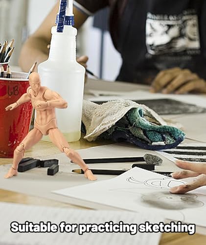 Image of Action Figure Toys, Movable Action Figure for Artists, Drawing Model with Articulated Joints, Skin Tone Male Figure for Painting Photography and Display