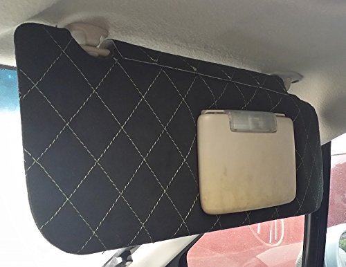 RedlineGoods Sun Visor Covers Compatible with Mitsubishi Eclipse 2000-05. Tailor Made - not Universal. Genuine top-Grade Italian Black Suede (Alcantara) with Blue Thread