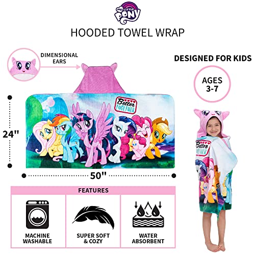 Image of My Little Pony Bath /Pool /Beach Soft Cotton Terry Hooded Towel Wrap, 24 in x 50 in, By Franco Kids