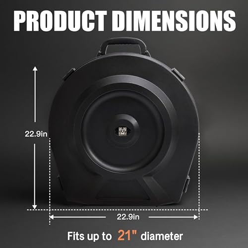 GORPANIX Cymbal Case With Foam Durable Cymbal Hard Cases, Fits Up to 10 * 21\" Cymbals, Design for Drums Cymbal, 22\" Cymbal Cases Upgrade from Cymbal Bag, Travel Case, Cymbal Vault Standard Black