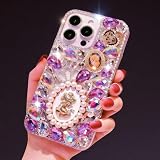 NEALINU for iPhone iPhone 16 Plus Case Bling Girly Cute for Women Girls, Luxury 3D Diamond Design Shiny Glitter Rhinestone Pearl Flowers Protective Phone Case