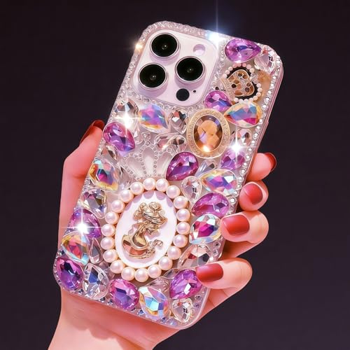 NEALINU for iPhone 17 Pro Case Cute Bling for Women Girls, Luxury 3D Diamond Queen Crown Design Shiny Glitter Sparkle Rhinestone Girly Protective Phone Case