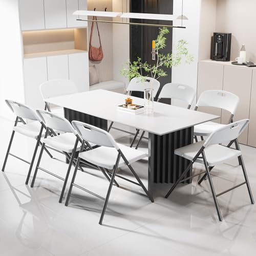 VINGLI Folding Chairs, Plastic Foldable Chair, Capacity up to 350 lbs, Portable Seating for Indoor Outdoor Events Parties Camping Work School Commercail (6, White) - Image 3