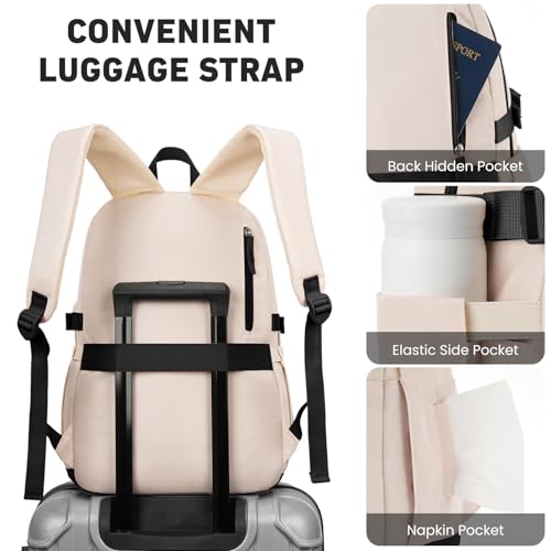 Image of WINDARS Backpack for School Girls, Cute High School Backpacks for Teens Women Student Large Bookbag 15.6 Inch Laptop Bag with USB Charger Port for College Work Travel Trip 3 Pcs(Black Beige)