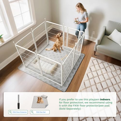 Image of FXW Rollick Unleashed Dog Playpen for Indoor, Yard, RV Camping, 40 inch 8 Panels for Medium and Large Dogs, White│Patented