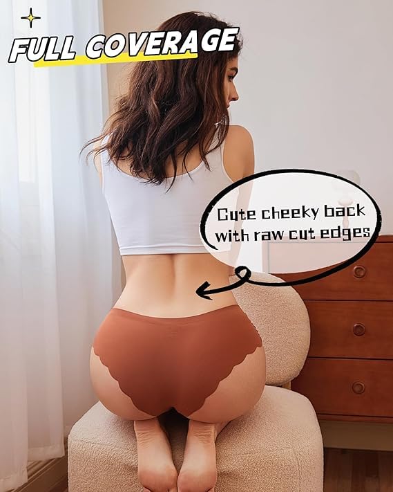 Image of FINETOO 6 pack Seamless Underwear for Women Sexy Low Rise Hipster Wave Edge No Show Bikini Panties Womens Cheeky S-XL