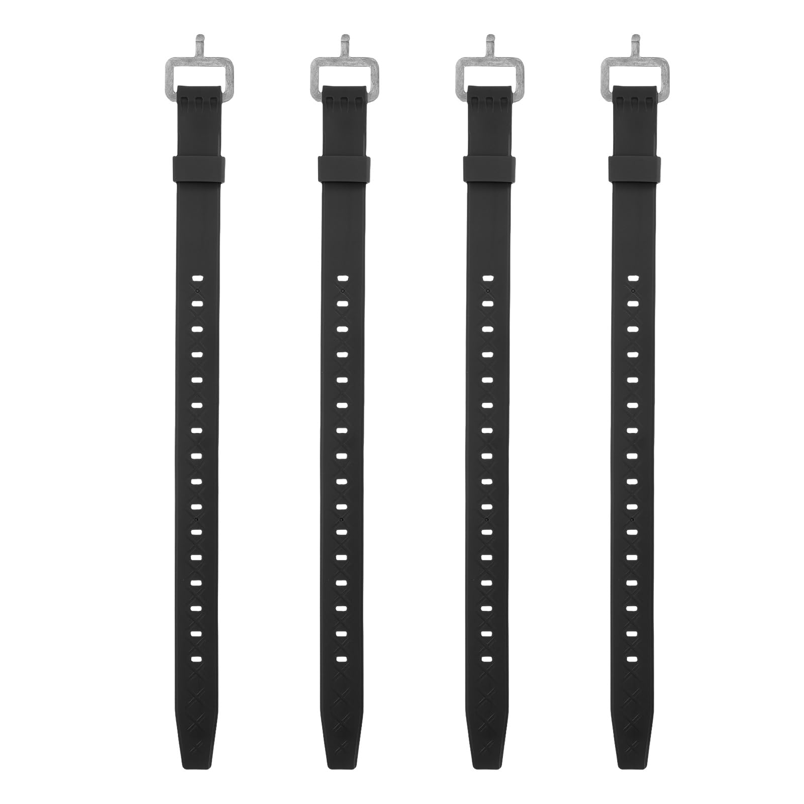 4 Pcs Silicone Tie Down Strap, 35cm / 14 inch Versatile Wear Resistant Silicone Securing Strap with Metal Buckle for Luggage Binding Outdoor Equipment Sorting,Black