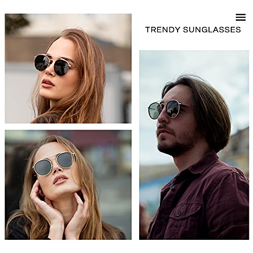JIM HALO Small Polarized Round Sunglasses for Women Vintage Double Bridge Frame3