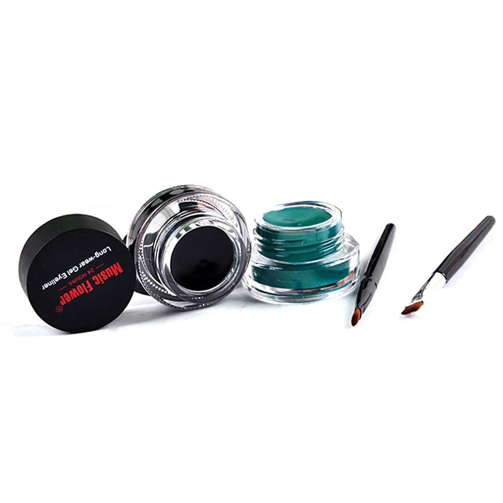 Delineador de Ojos Gel 3g X 2 Piezas Delineador de Ojos de Larga Duración Crema de Tinte Gel Impermeable Delineador de Ojos (negro+verde)