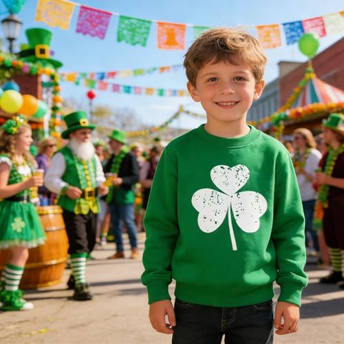 Image of Akyzic Boys Sweatshirts Cotton Long Sleeve Crewneck Pullover Toddler Kids Winter Warm Shirt Sweater Tops 3t-8t