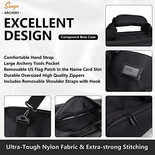 SUNYA Compound Bow Case with Molle System - Neoprene Bow String Protection & Padded Shoulder Sling - Soft Carrying Case for Archery Accessories, Equipment (Black)
