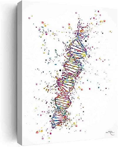 Decoración elegante para dormitorio, impresión de acuarela de ADN, estructura de molécula de ADN, arte de pared, ciencia arte genético, oficina,