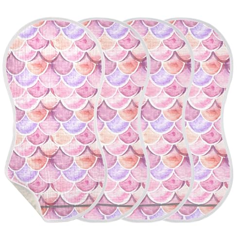 xigua Watercolor Scallops Baby Burp Cloths for Newborn Boys and Girls 1 Pack, Soft & Absorbent Cotton Baby Burp Cloth, Baby Washcloths, Newborn Towel, Burp Rags3