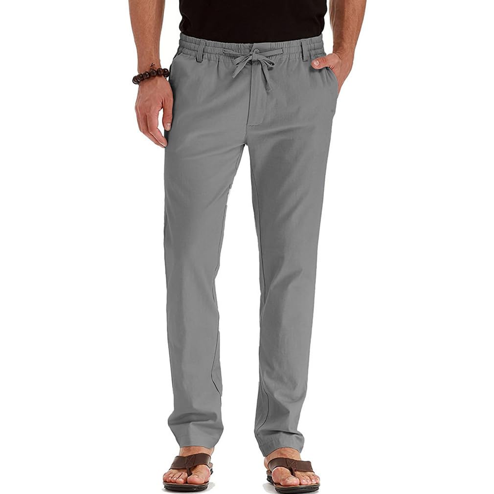 Pantalones Hombre Verano Casuales Anchos Largos Poliéster Chándal Jogger Deportivos Running Gimnasio