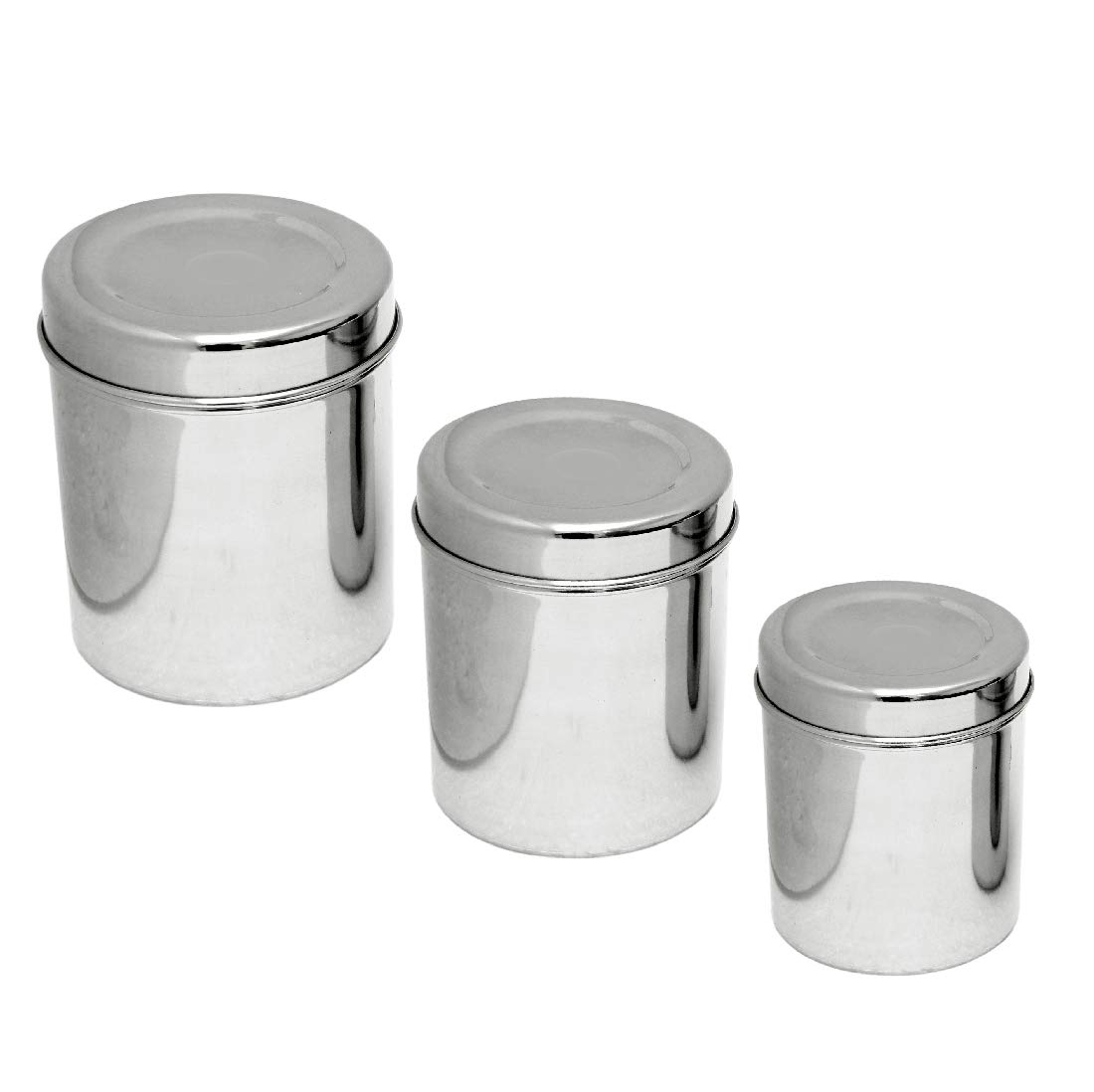 Dharam Paul TradersStainless Steel Container Set for Kitchen,Small Size,Set of 3 Pieces.