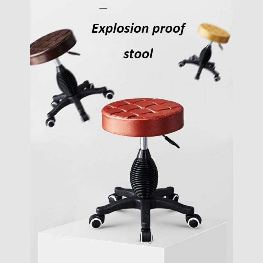 Taburete giratorio Silla con silla de montar inclinable ajustable en altura con ruedas, Taburete de laboratorio con asiento de cuero sintético de PU gris, Altura ajustable 45-55 cm, Peso soportado 160