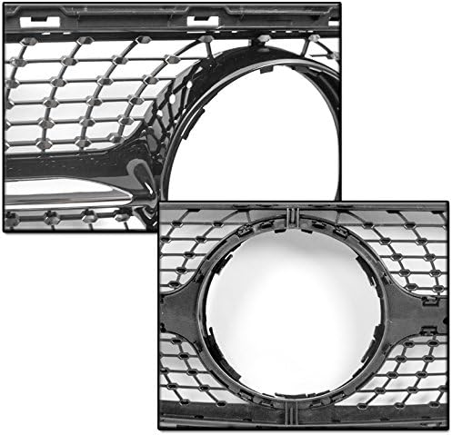 Diamond Style Front Upper Hood Grille Black/Chrome Trim Compatible with 2015-2016 C-Class W205