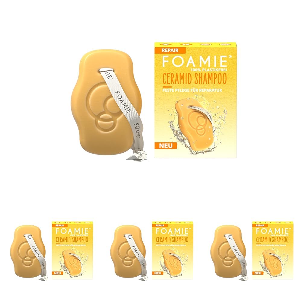 Foamie Festes Shampoo Repair, Haar-Shampoo für geschädigtes Haar mit Ceramide & Marula-Öl - Anti-Frizz, Haarpflege repariert & schützt, vereint Wissenschaft & Natur für gesundes Haar, 80g