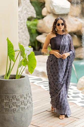 Image of MIRCHI FASHION Saree for Woman Chiffon Shibori Printed | Lightweight Regular Use and Professional Office Sari with Blouse Piece