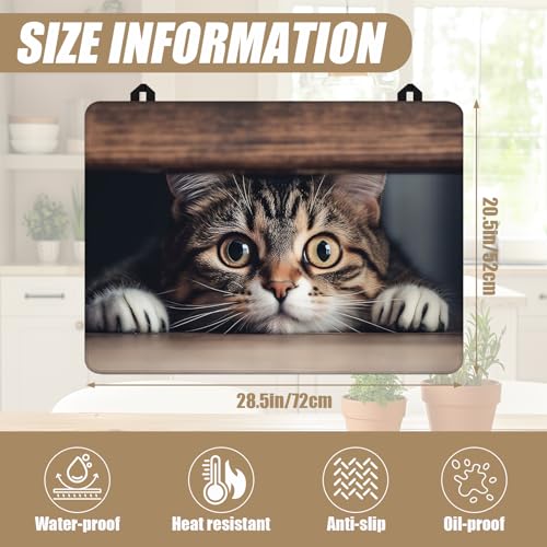 Image of Cute Cat Stove Top Covers for Electric Stove, Electric Gas Stove Pad Heat Resistant Range Cooktop Protector for Home Decor Kitchen 28 inchx20 inch