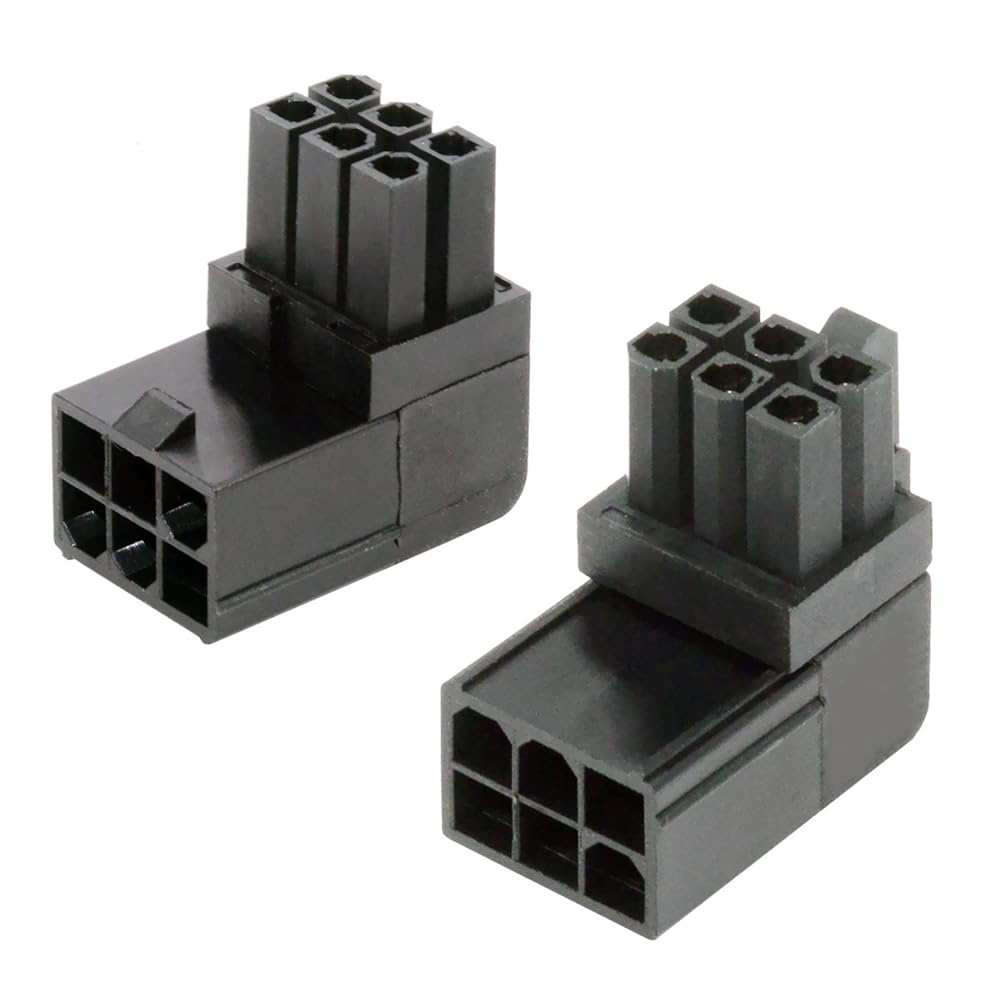 cablecc 2pcs/lot ATX 6Pin Male to Female Power Header Adapter 90 Degree Up Down Angled for GPU Graphics Card