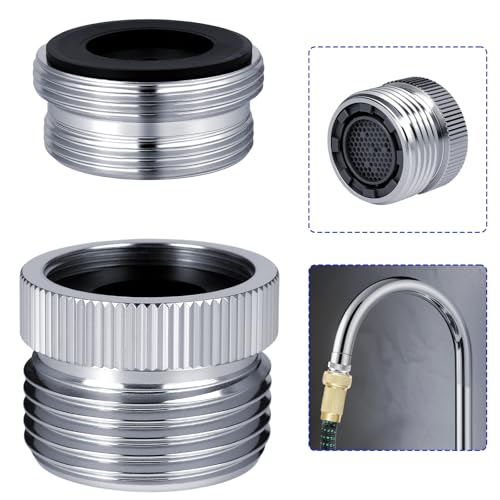 Faucet Adapter with Aerator,Garden Hose to Sink Faucet Adapter,Faucet to Garden Hose Adapter for Bathroom and Kitchen, Sink Hose Attachment with 3/4' GHT Thread Chrome