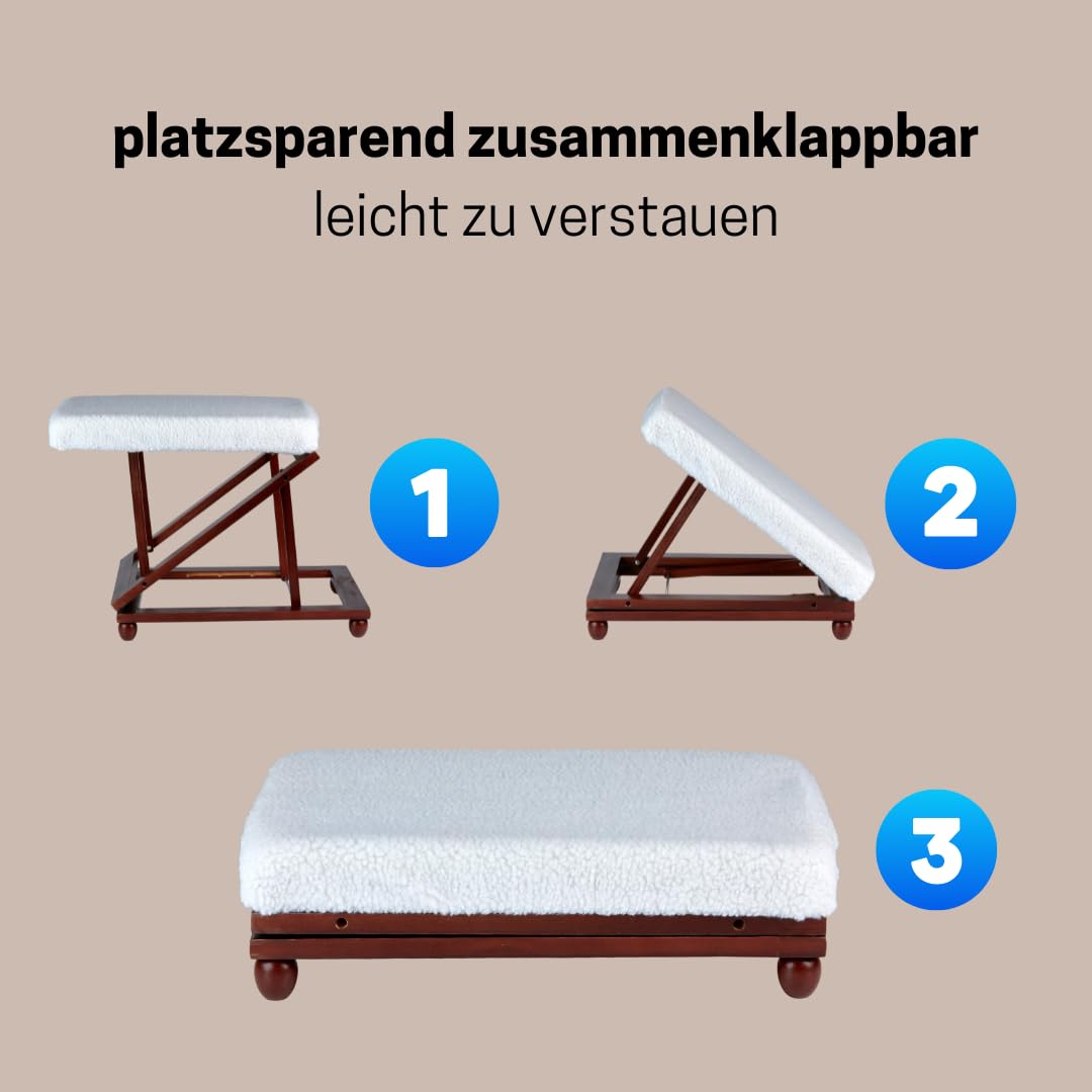 MEDOSAN Relax-Hocker | Fußhocker | Polsterhocker | 3fach höhenverstellbar | mit Kuschelbezug | Pouf