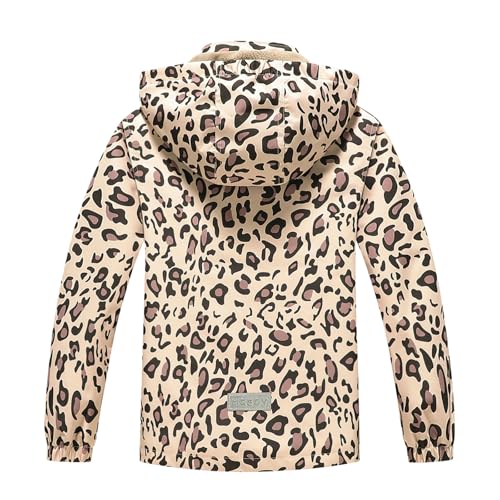 Image of MGEOY Boys Girls Rain Jacket Lightweight Waterproof Hooded Fleece Lined Raincoat Windbreakers for Kids