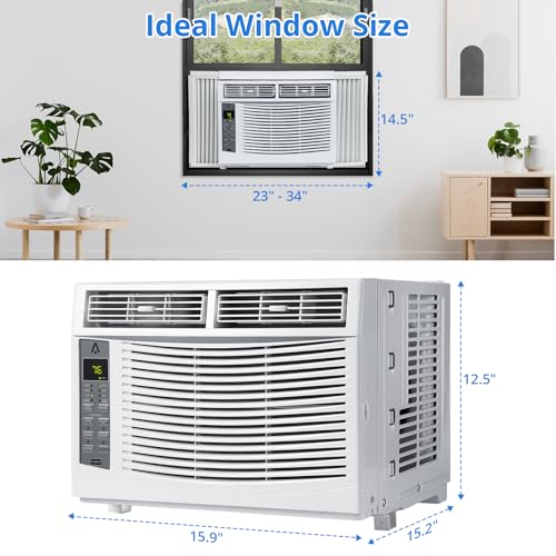 Image of 6000 BTU Window Air Conditioner, Energy Efficient Room Air Conditioner with Remote Control, 3 Air Speeds / 50dB Quiet / 24 Hour Timer /Sleep Mode, Cools up to 250 Sq. Ft. in Bedroom /Living Room