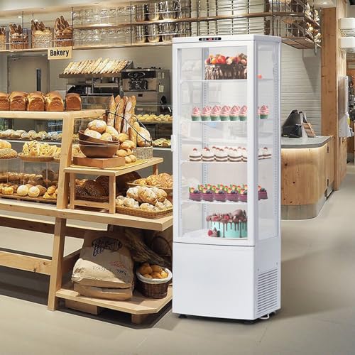 Image of GarveeLife Commercial Display Refrigerator, 8.4 Cu.Ft. Pastry Display Case for Bakery with LED, Frost-Free, Sliding Door, Commercial Fridge Display Case for Cafe and Restaurant, 4-Tier Design, White