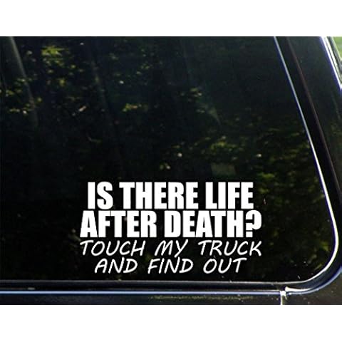Sweet Tea Decals is There Life After Death? Touch My Truck and Find Out - 7 1/2" x 3 3/4" - Vinyl Die Cut Decal/Bumper Sticker for Windows, Trucks, Cars, Laptops, Macbooks, Etc. Cover
