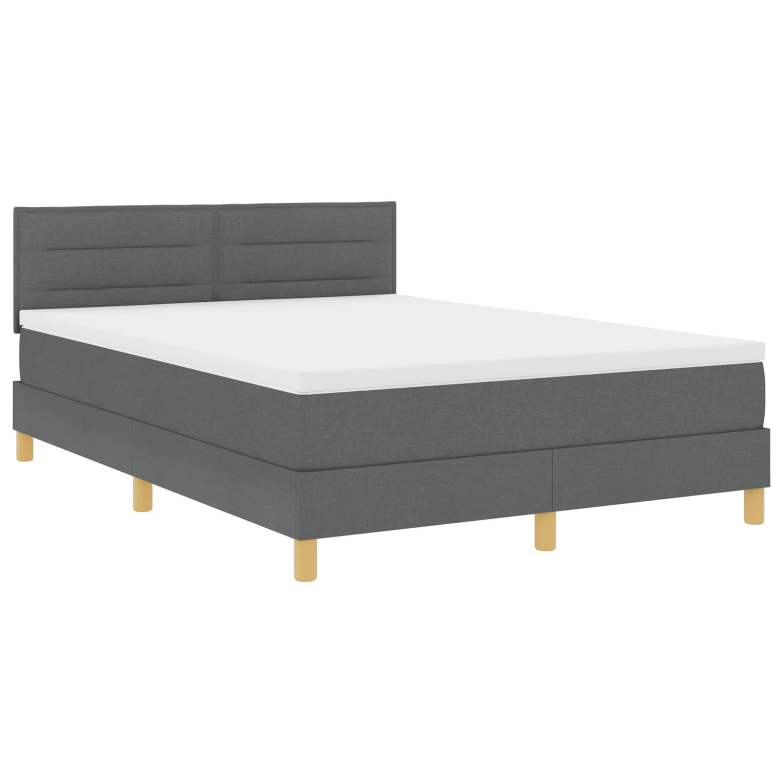 Fasba Cama Box Spring con colchón y LED Gris Oscuro 140x190 cm Tela