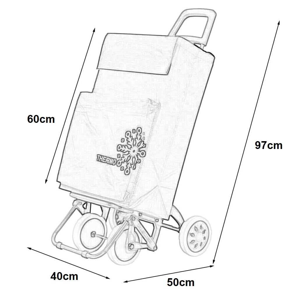 Carro de la Compra Plegable con Bolsa Térmica 4 Ruedas para Subir Escaleras, Carrito del Mercado, Bolsa Impermeable isotérmica de 46L litros. Porta Paraguas. (Morado)