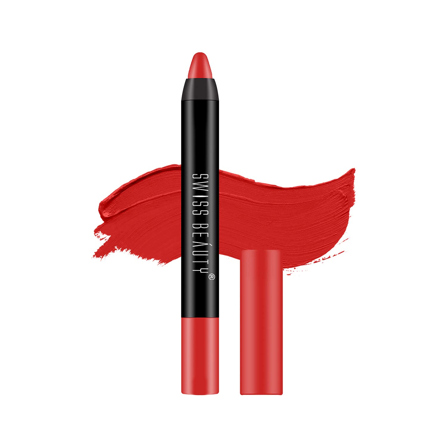 Swiss Beauty Matte Long Lasting Stay On Lip Crayon Lipstick| Smudge proof and waterproof | For Hydration and Moisturization | Shade- Orange Red, 3.5g |