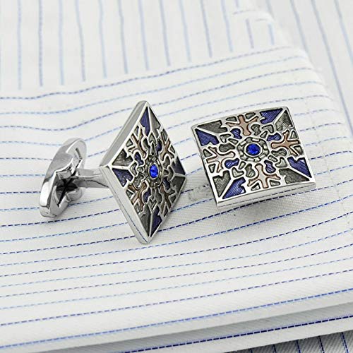 Mancuernillas cuadradas KnBoB con circonita azul miniatura 2