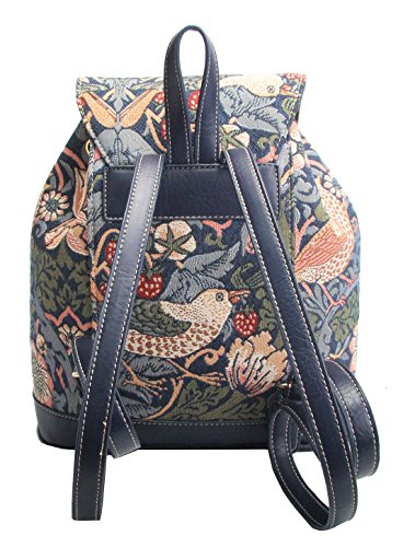 Signare William Morris Strawberry Thief Tapestry Flap Buckle Pull String Backpack4