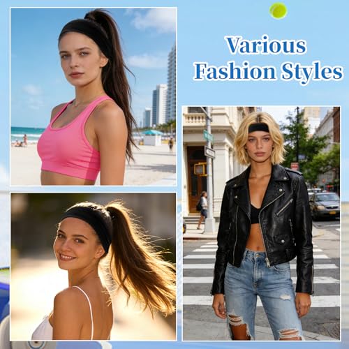 Image of YARIEW 6Pcs Headbands Paisley Bandanas Head Bands Sweat Band Hair Wrap Headwrap Fashion Boho Wide Thick Workout Yoga Elastic Headbands Mens Cooling Running Sports Headband Sweatbands for Women and Men