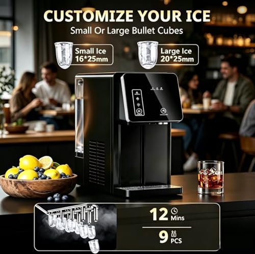 Image of Cowsar 2-in-1 Countertop Ice Maker Machine with Water Dispenser, Black
