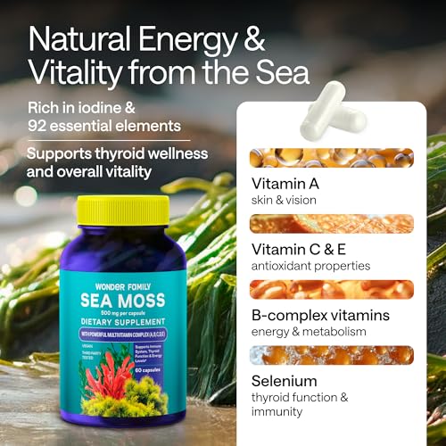 Wildcrafted Irish Sea Moss Capsules – Chondrus Crispus or True Sea Moss Advanced with Biotin, Niacinamide, Vitamins – Multimineral Supplement – Alternative to Irish Seamoss Gel – 60 Seamoss Pills - Image 4