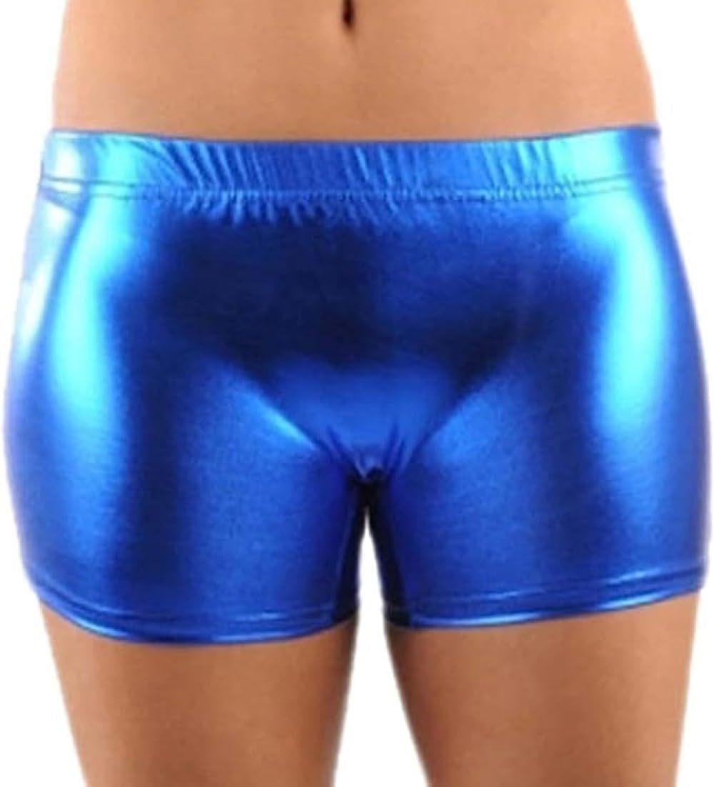 Women's Royal Metallic Hot Pants Shorts Shiny Stretch Rave Disco Clubwear Bottoms (As8, Regular, L/Xl)