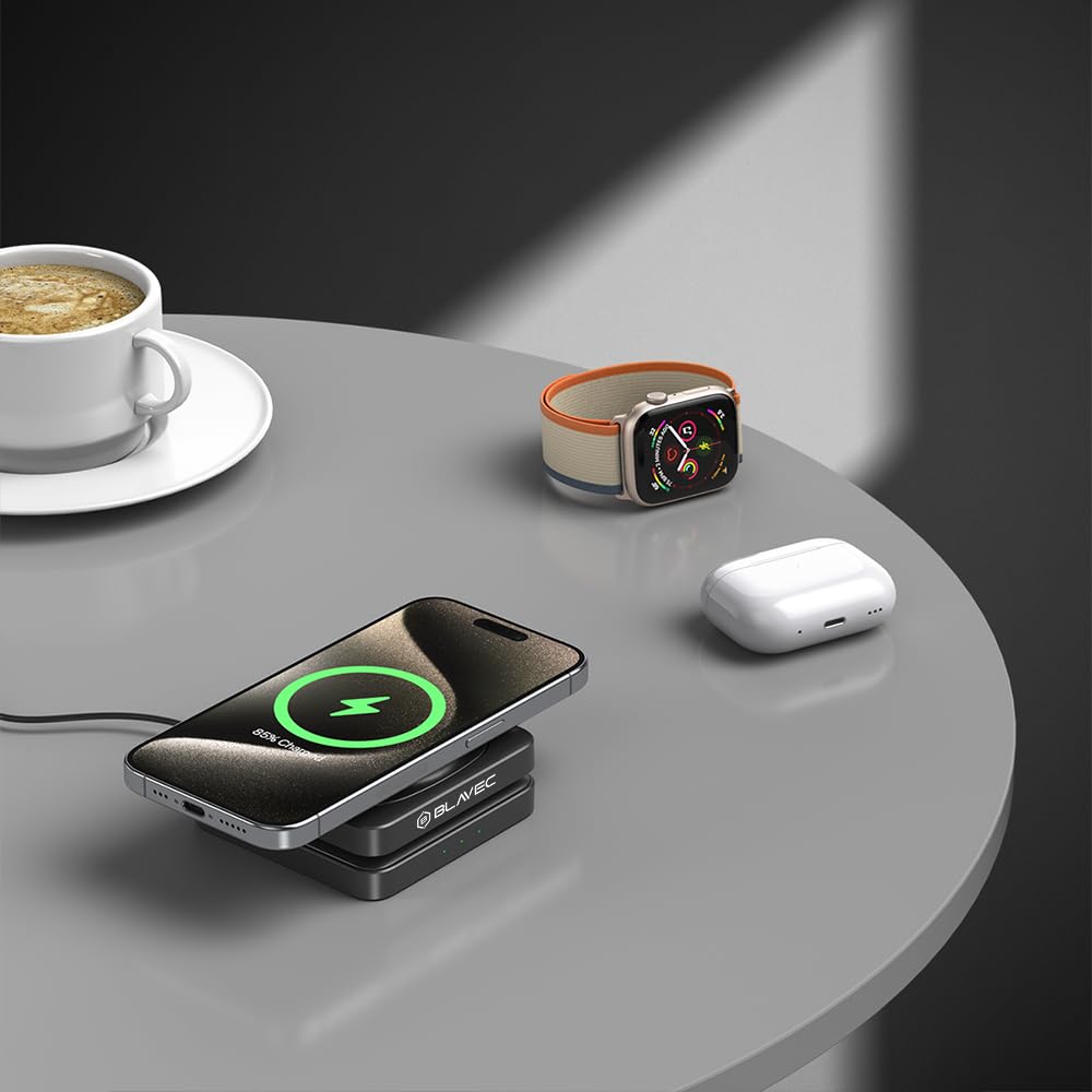 Ładowarka Indukcyjna 3w1 Składana 15W – Do Apple iPhone 12/13/14/15/16 Pro Max, kompatybilna z MagSafe, Apple Watch Series 7/8/9/Ultra/Ultra 2, AirPods i Urządzeń Qi – Szybkie Ładowanie, Regulowana
