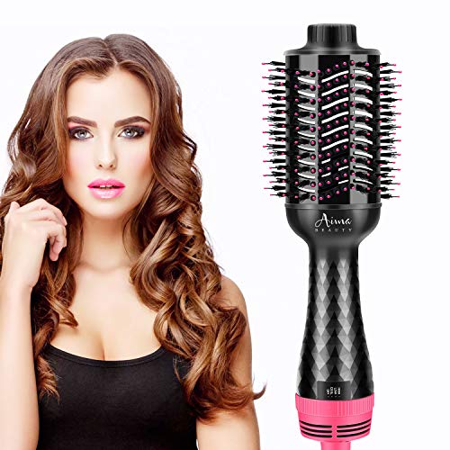 Hot Air Brush, Aima Beauty Salon One-Step Hair Dryer and Volumizer, 4-in-1 Upgrade Hair Dryer Brush Black Red