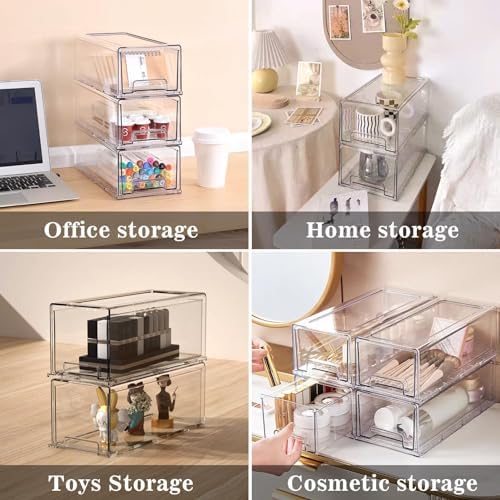 MANO 2Pack Clear Fridge Drawers Pull Out Stackable Refrigerator Drawer Organizer Bins Pantry Storage Box Plastic Food Containers for Kitchen Bathroom Office Closet(X-Small) by MANO - Used condition - Image 4