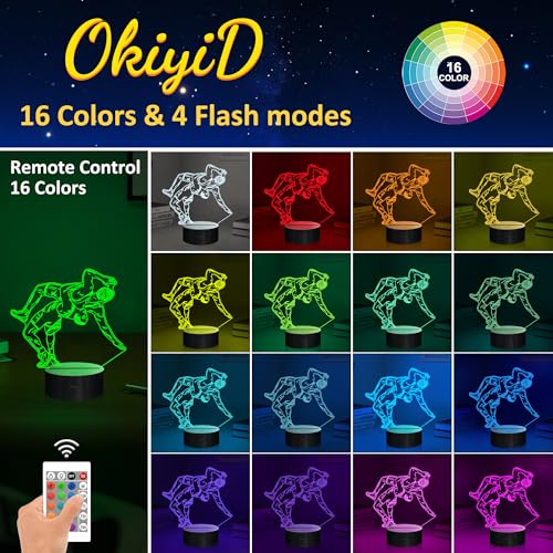 Image of OkiyiD Wrestling Gifts for Men, Wrestling Night Light 3D Illusion Lamp with 16 Colors Remote Control, Gift for Boys Wrestlers Birthday Xmas Decor