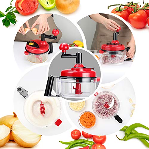 Cambom Manual Food Chopper Vegetable Chopper Hand Food Processor, Mixer, Blender, Whipper, Egg White Separator, Mincer, Grinder, Dicer With Clear Container 1200Ml Bpa Free Strong And Durable #TOP1