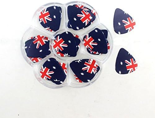 Australian Flag 50pcs Guitar Pick + Plastic Storage Box Display Case Pick Holder
