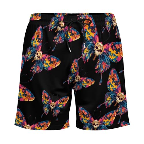 Butterfly Skull Mens Swim Trunks with Quick-Drying Lining Beach Shorts for Outdoor Sports3
