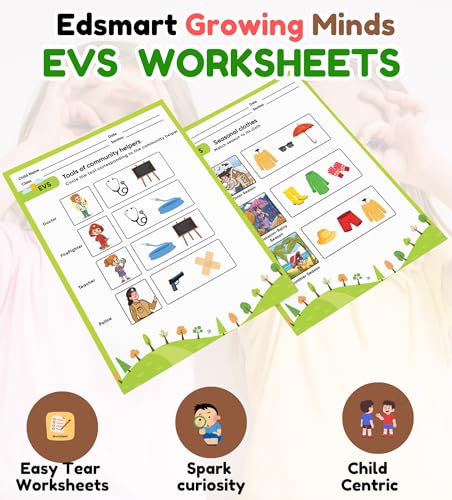 Image of Edsmart Nursery Pre-KG Worksheets Combo Pack, Literacy & Phonics, Numeracy, EVS, Age 5+ Years, CBSE Curriculum, 120 Pages